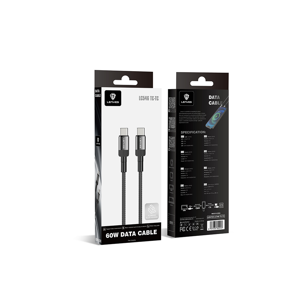 Lenyes LC546 Type-C to Type-C Braided Design Fast Charging Data and Charging Cable 60W 1M - 6