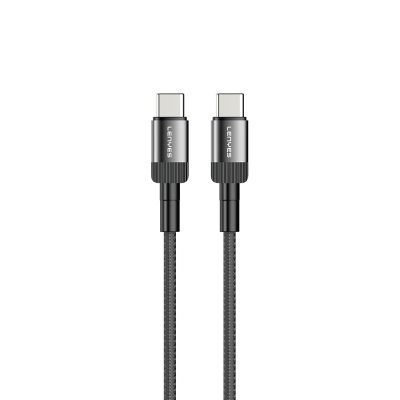 Lenyes LC546 Type-C to Type-C Örgü Tasarımlı Hızlı Şarj Özellikli Data ve Şarj Kablosu 60W 1M Siyah