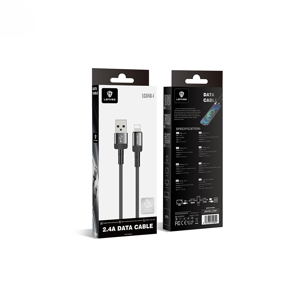 Lenyes LC546 USB-A to Lightning Örgü Tasarımlı Hızlı Şarj Özellikli Data ve Şarj Kablosu 12W 1M - 7