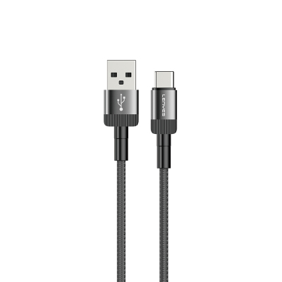 Lenyes LC546 USB-A to Type-C Örgü Tasarımlı Hızlı Şarj Özellikli Data ve Şarj Kablosu 12W 1M Siyah