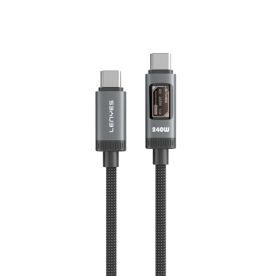 Lenyes LC571 Type-C to Type-C Data and Charging Cable with OLED Digital Display, 240W, 1.2M Black