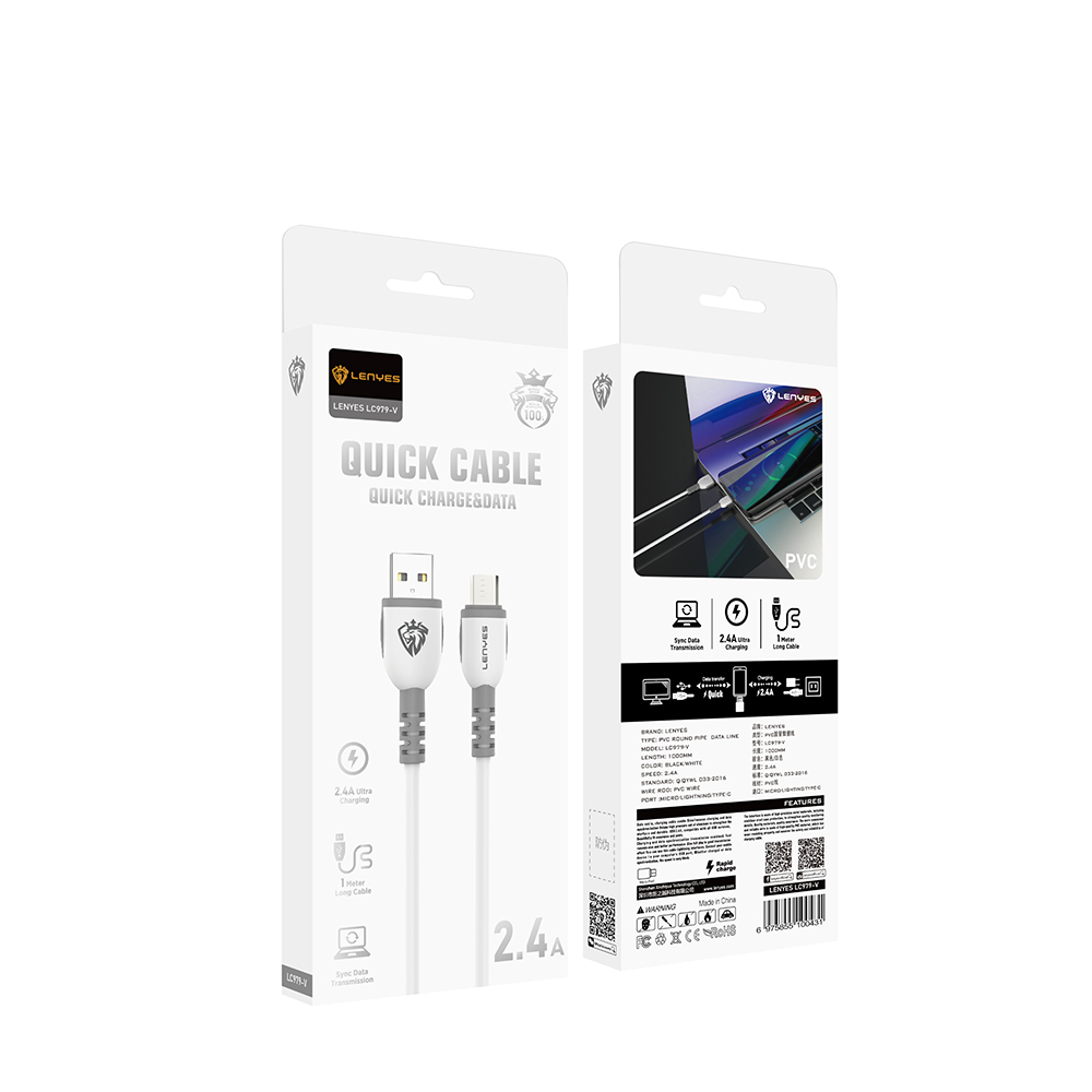 Lenyes LC979 USB-A to Micro Hızlı Şarj Özellikli Data ve Şarj Kablosu 2.4A 1M - 6