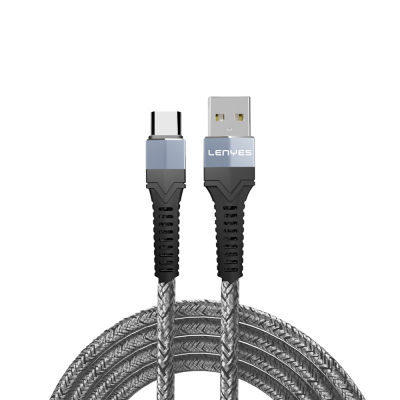 Lenyes LC987 USB-A to Type-C Fast Charging Braided Data and Charging Cable 1M 2.4A Black