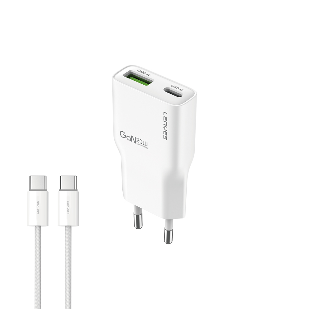 Lenyes LCH11 Series Type-C to Type-C GaN Technology PD Fast Charging Wired Charger Set 20W - 1