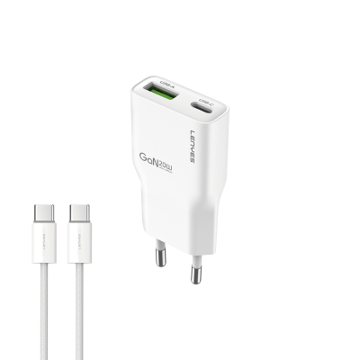 Lenyes LCH11 Series Type-C to Type-C GaN Technology PD Fast Charging Wired Charger Set 20W White