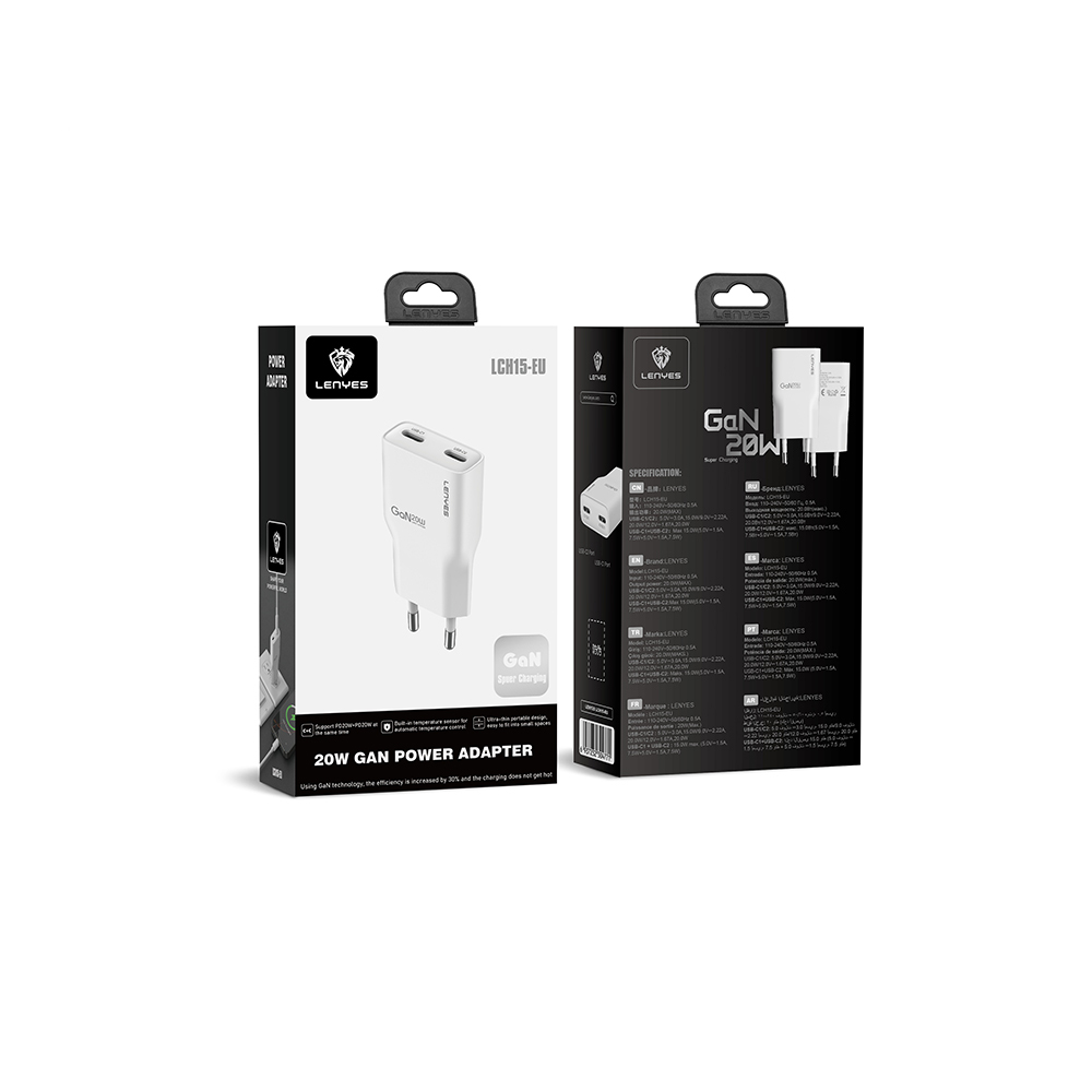 Lenyes LCH15 Dual Type-C PD GaN Technology Fast Charging Head 20W - 8