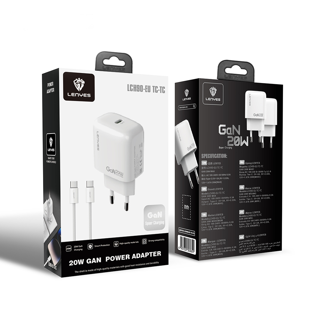 Lenyes LCH90-TC-TC Type-C to Type-C GaN Teknolojili PD Hızlı Şarj Özellikli Şarj Seti 20W - 3