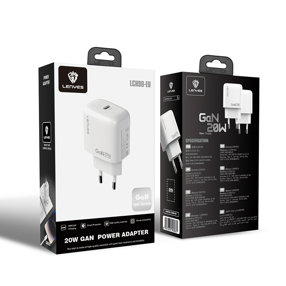 Lenyes LCH90 Type-C GaN Teknolojili PD Hızlı Şarj Özellikli Şarj Başlığı 20W - 9
