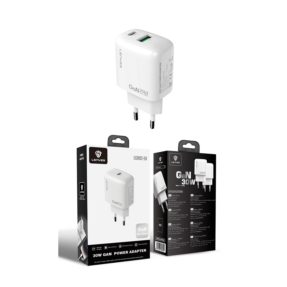 Lenyes LCH92 Type-C GaN Teknolojili PD Hızlı Şarj Özellikli Şarj Başlığı 30W - 8