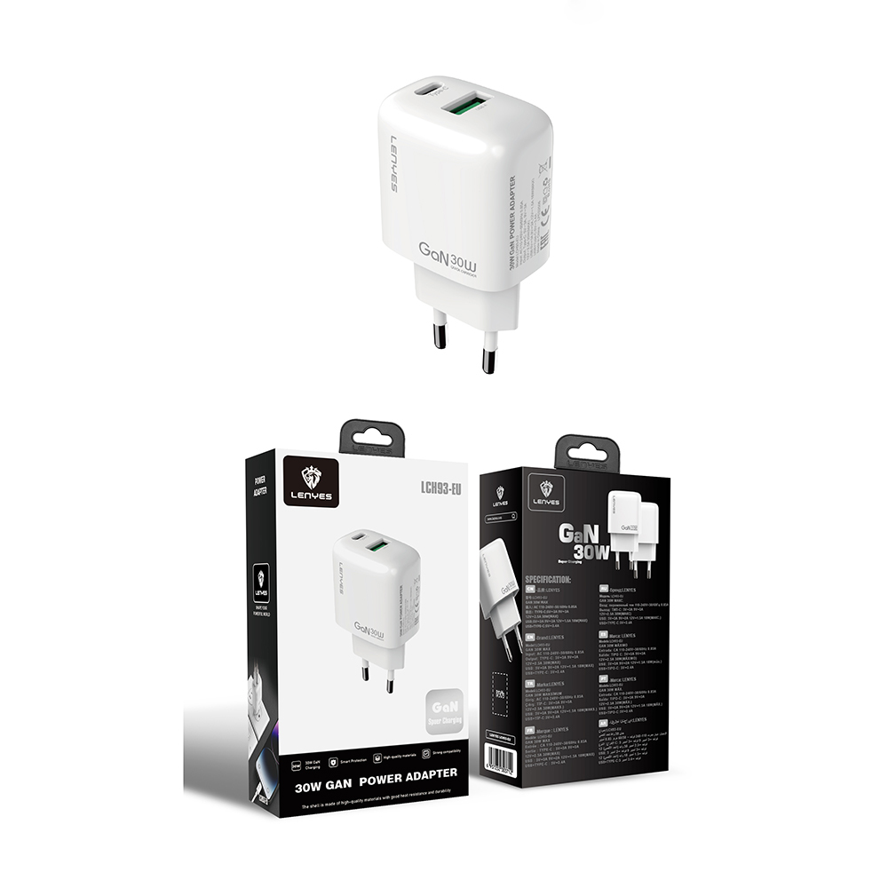 Lenyes LCH93 Type-C and USB GaN Technology PD Fast Charging Feature Charging Head 30W - 8