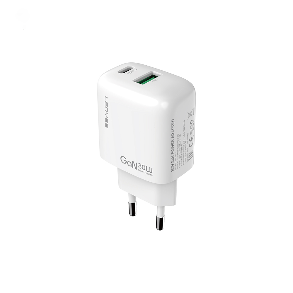 Lenyes LCH93 Type-C ve USB GaN Teknolojili PD Hızlı Şarj Özellikli Şarj Başlığı 30W - 1