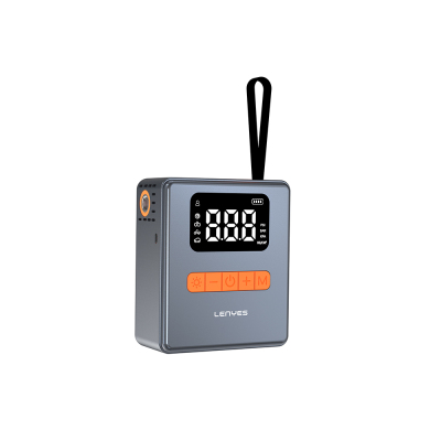Lenyes LCI206 LED Illuminated Car Tire Inflator Pump with Multi-Mode Digital Display and Vehicle Air Compressor Grey