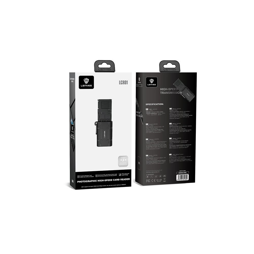 Lenyes LCR01 Type-C Kablolu Su Geçirmez Çoklu Kart Depolama ve Okuyucu Kutusu 10 Gbps - 8