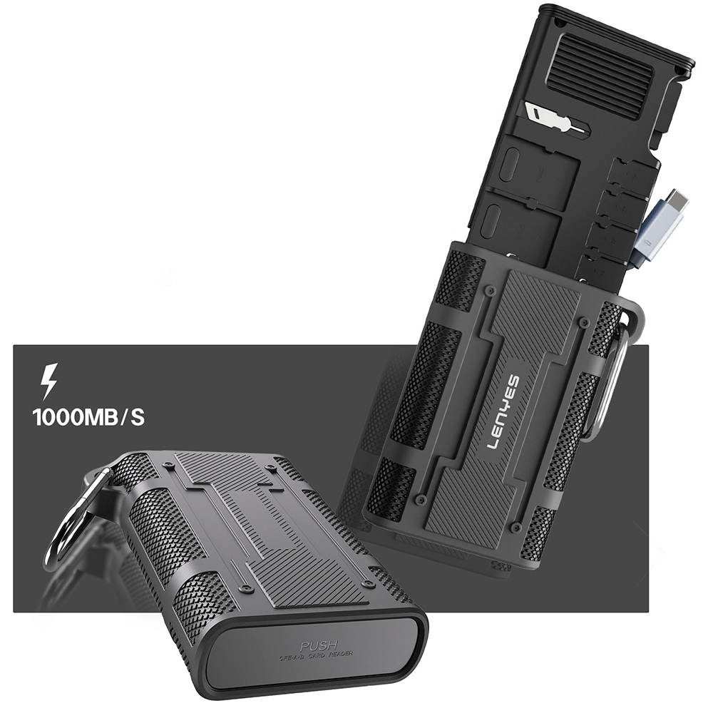 Lenyes LCR02 Type-C Wired Waterproof Multi-Card Storage and Reader Box 10 Gbps - 3
