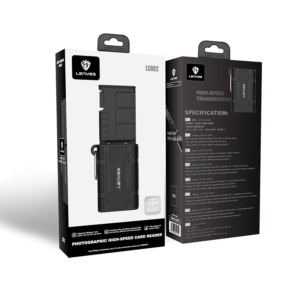 Lenyes LCR02 Type-C Wired Waterproof Multi-Card Storage and Reader Box 10 Gbps - 4