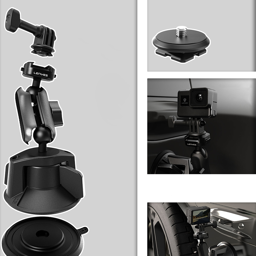 Lenyes LCT102 Telescopic Suction Cup Design Action Camera Holder - 5