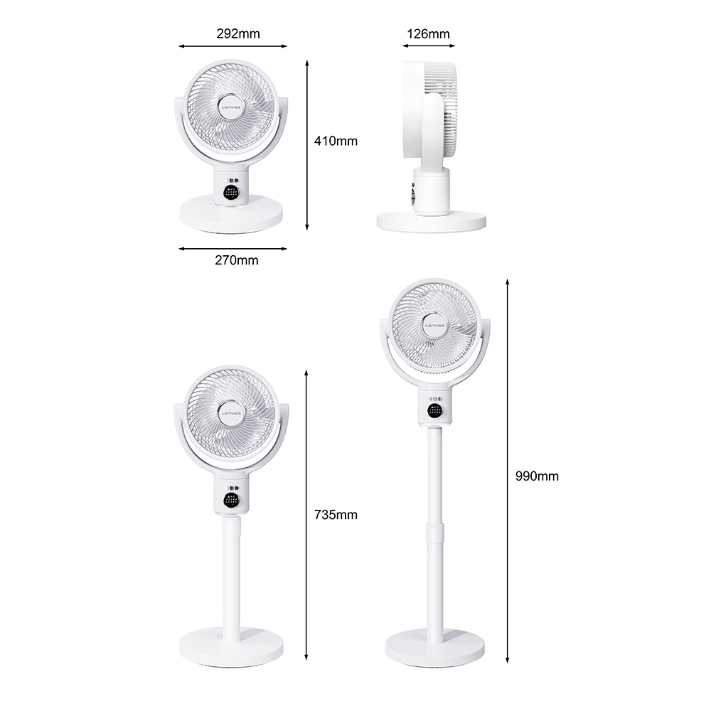 Lenyes LHF10 Digital LED Display 5 Stage Remote Control Extendable Body 10 inch Fan - 10
