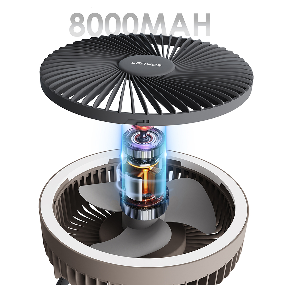 Lenyes LHF11 LED Lighted 4 Stage Multifunctional Cooling Fan - 6