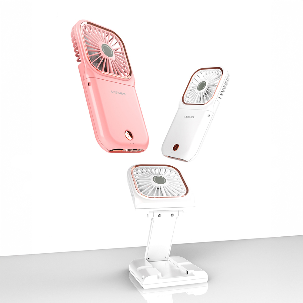 Lenyes LHF13 Portable Cooling Hand Fan with Powerbank Stand - 7
