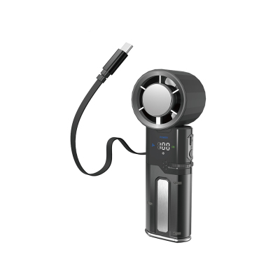 Lenyes LHF14 Dijital LED Göstergeli Buz Kompresli Katlanabilir Portatif Soğutucu El Fanı Siyah