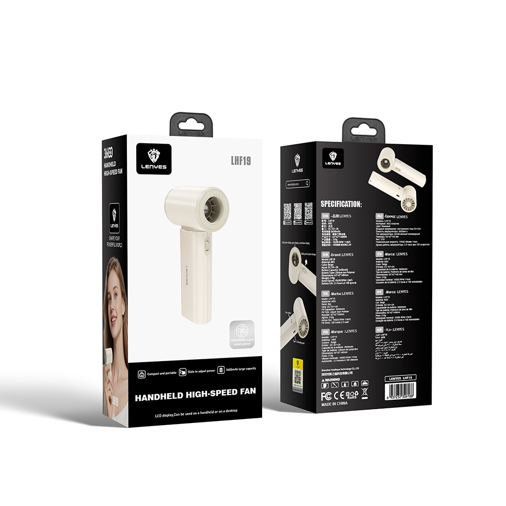 Lenyes LHF19 Dijital LED Göstergeli Yüksek Hızlı Portatif Soğutucu El Fanı - 8