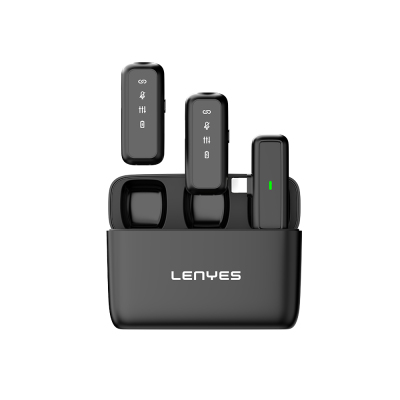 Lenyes LM201 Wireless Lapel Microphone with Lightning Charging Port Black