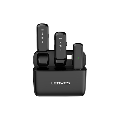 Lenyes LM201 Wireless Lapel Microphone with Type-C Charging Port Black