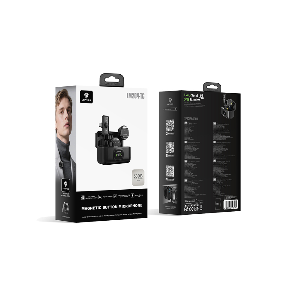 Lenyes LM204-TC Wireless Lavalier Microphone with Type-C Charging Port and Intelligent Noise Cancellation - 3