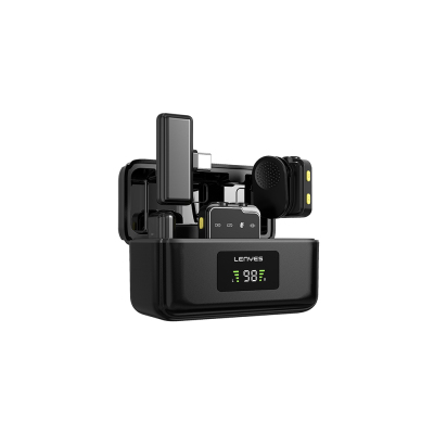 Lenyes LM205 2-in-1 Type-C Charging Port Artificial Intelligence Noise Cancellation Type-C and Lightning Connector Wireless Microphone Black