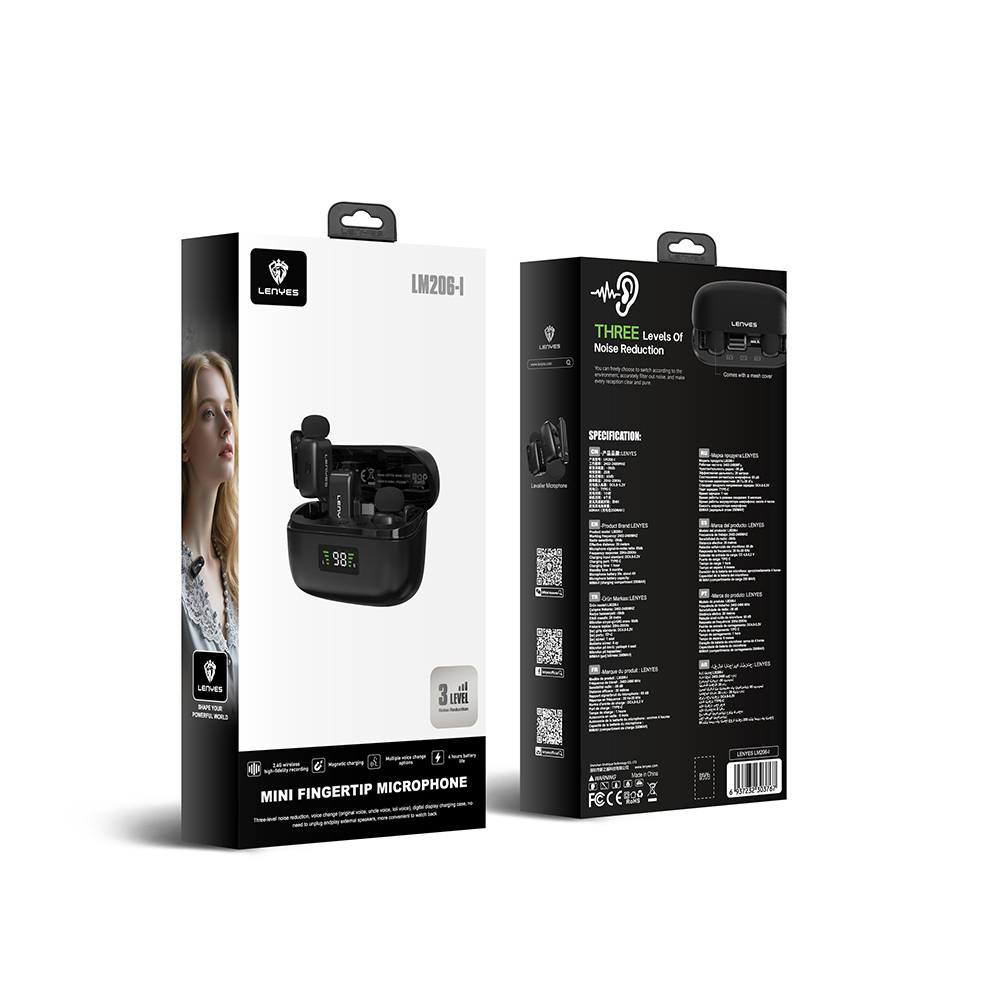 Lenyes LM206 Wireless Lavalier Microphone with LED Indicator and Lightning Port - 3