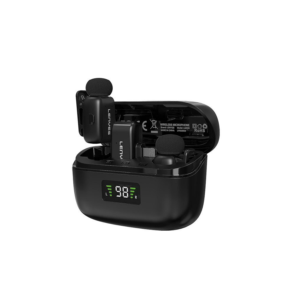 Lenyes LM206 Wireless Lavalier Microphone with LED Indicator and Lightning Port - 2