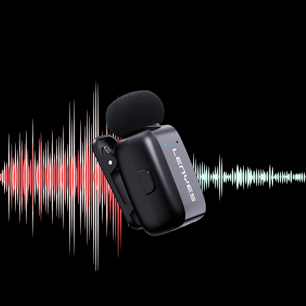 Lenyes LM206 Wireless Lavalier Microphone with LED Indicator and Type-C Port - 4