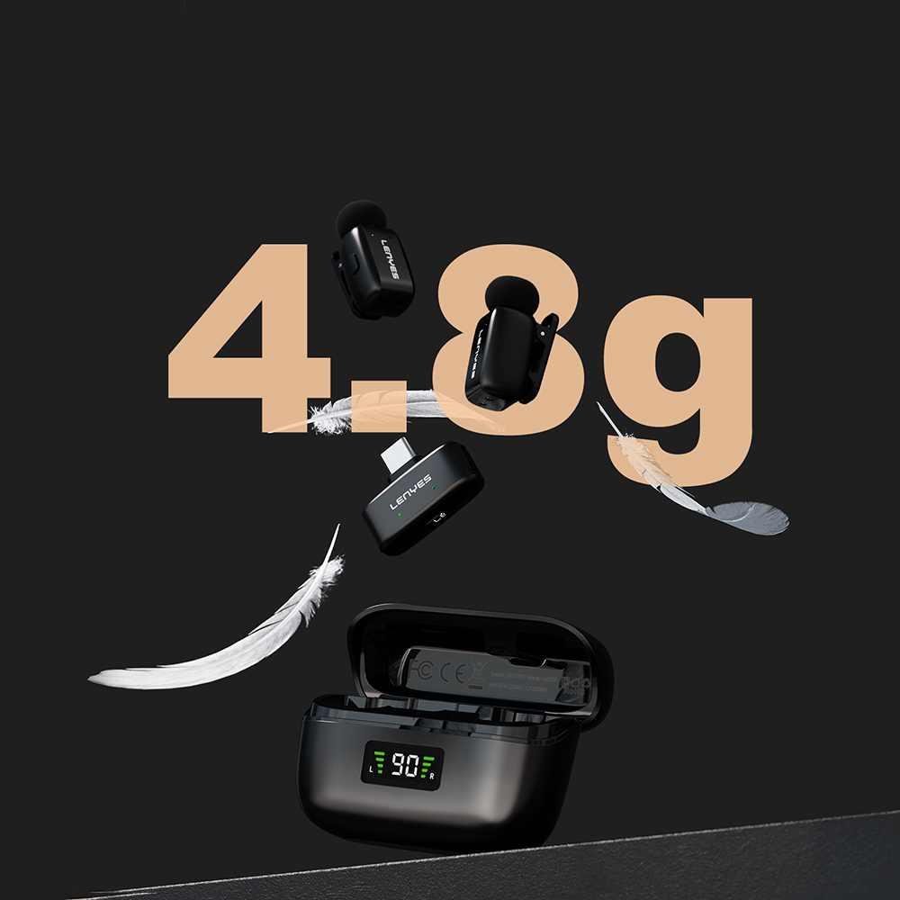 Lenyes LM206 Wireless Lavalier Microphone with LED Indicator and Type-C Port - 6