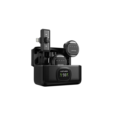 Lenyes LM210 Wireless Lavalier Microphone with Artificial Intelligence Noise Cancellation and Type-C Port Black