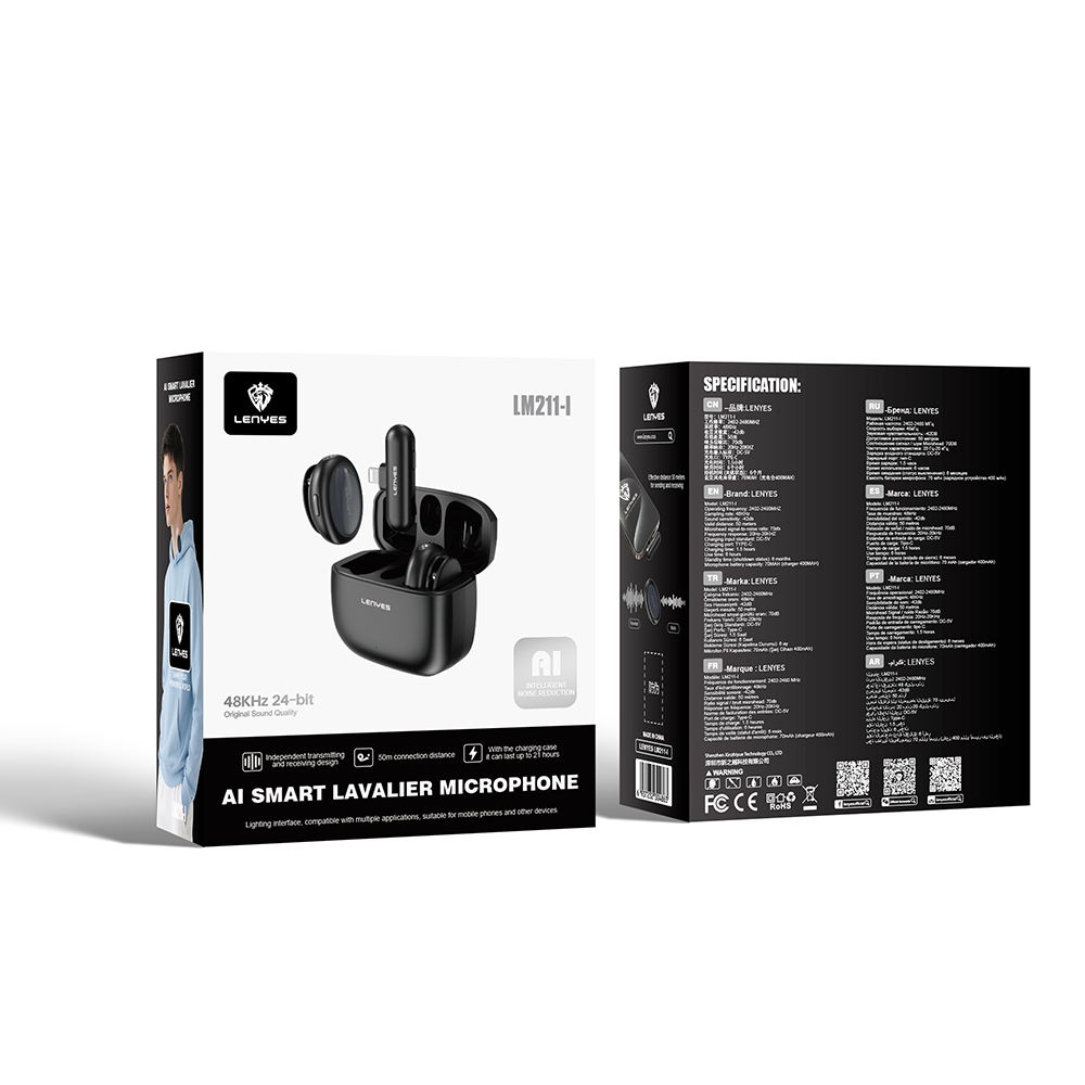 Lenyes LM211-L Artificial Intelligence-Enabled Wireless Lavalier Microphone with Lightning Port - 7