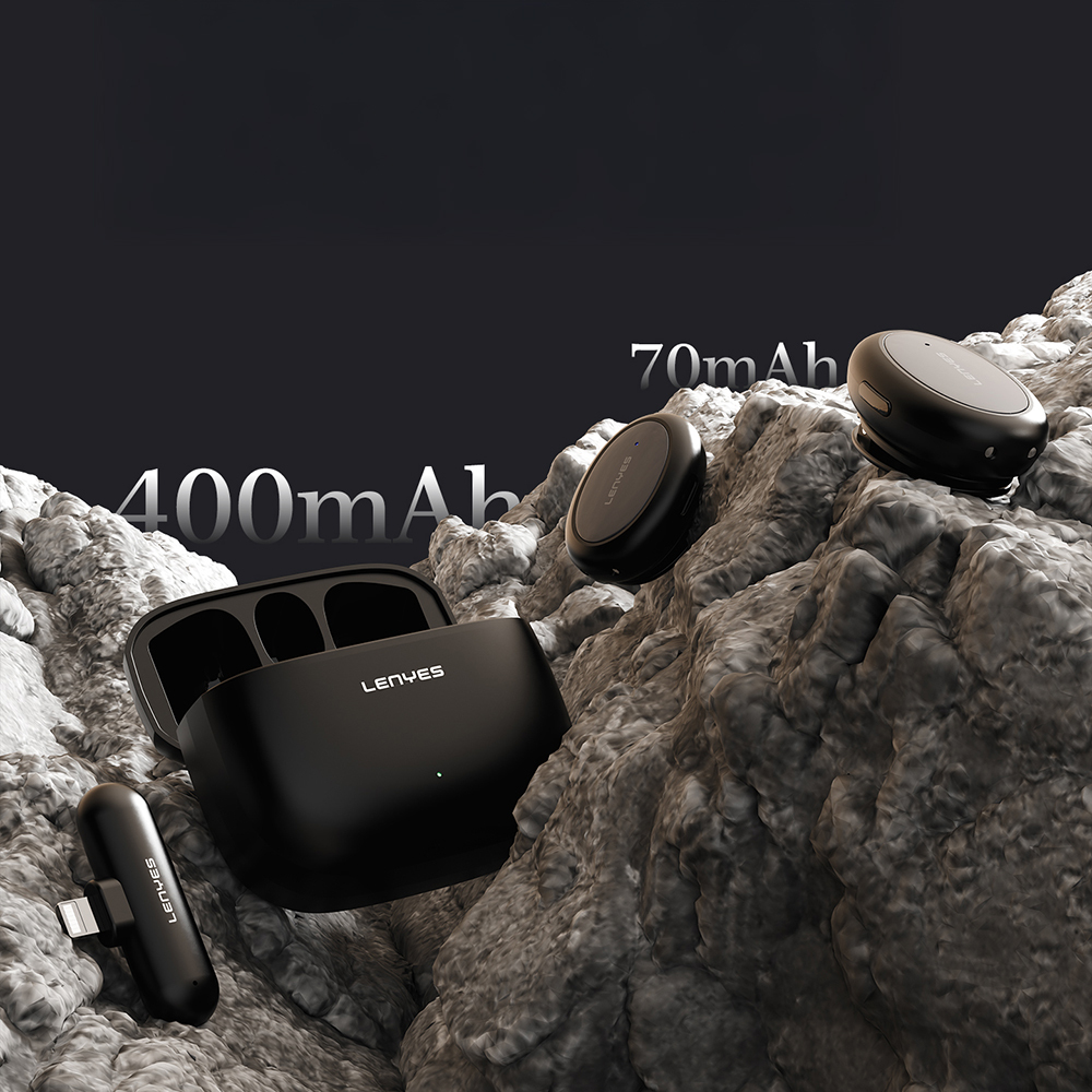 Lenyes LM211-L Yapay Zeka Destekli Lightning Portlu Kablosuz Yaka Mikrofonu - 5