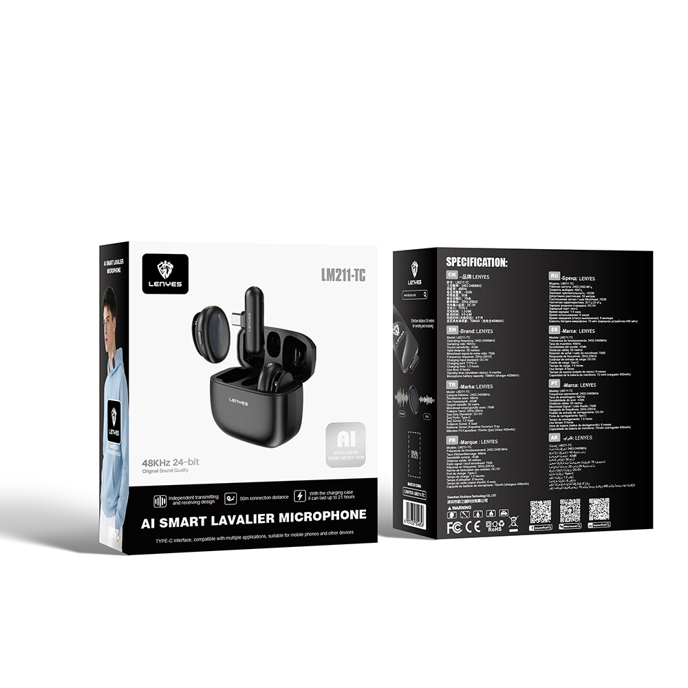 Lenyes LM211-TC Artificial Intelligence-Enabled Wireless Lavalier Microphone with Type-C Port - 8
