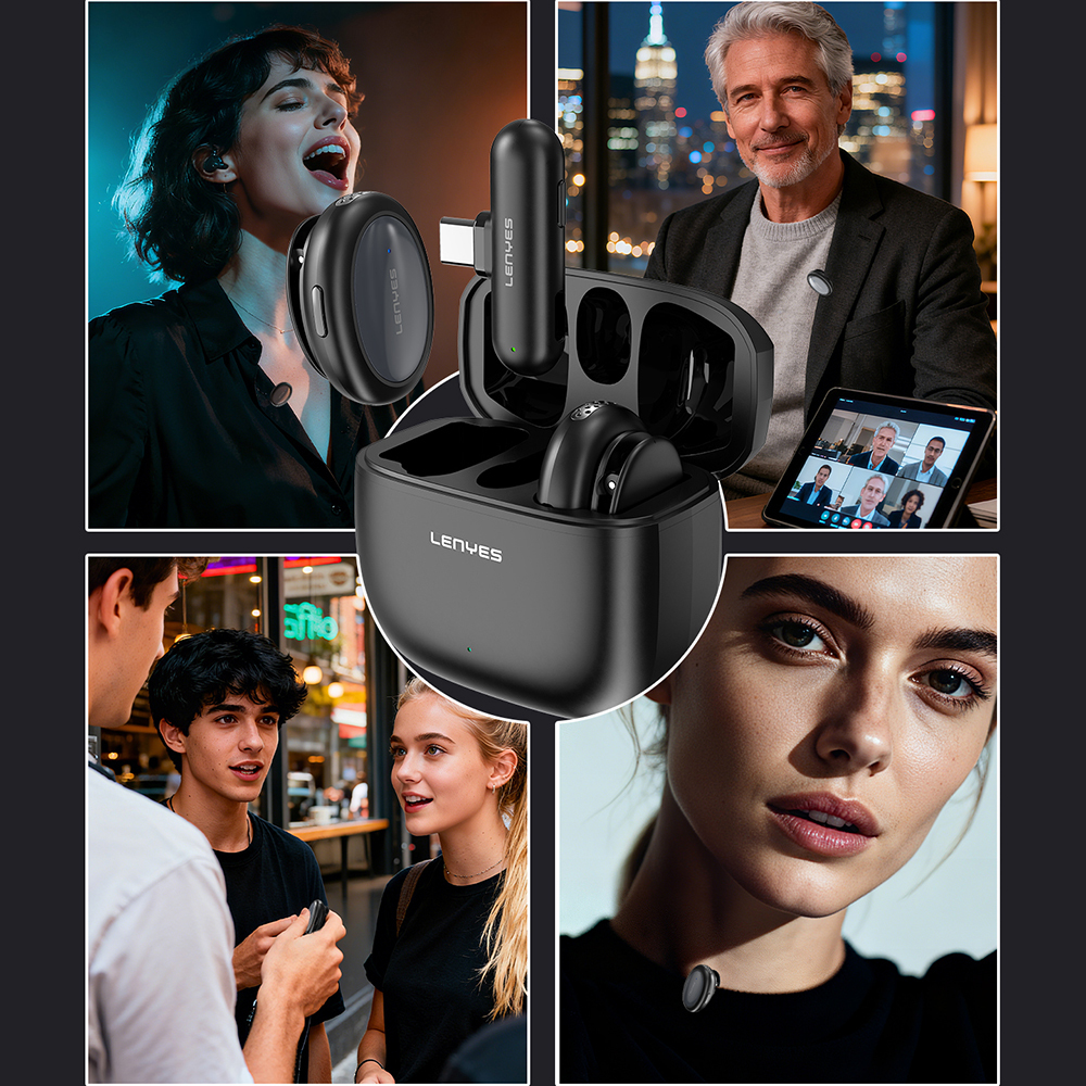 Lenyes LM211-TC Yapay Zeka Destekli Type-C Portlu Kablosuz Yaka Mikrofonu - 7