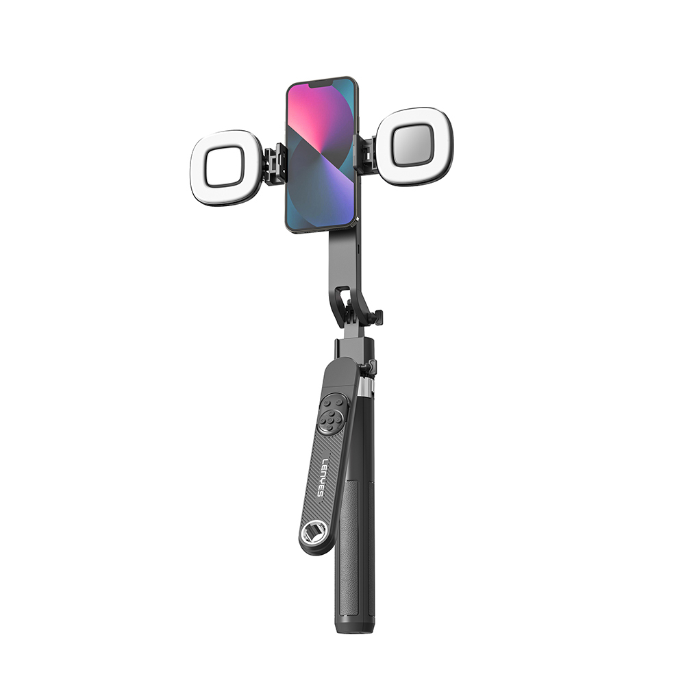 Lenyes LPH108 Canlı Yayın Dolgu Işıklı Kumandalı 360 Derece Dönebilen Selfie Çubuğu ve Tripod - 2