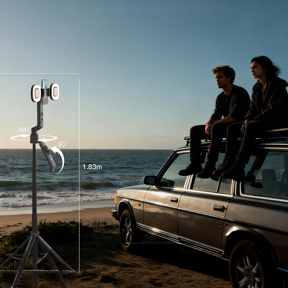 Lenyes LPH119 Yapay Zeka Destekli Dolgu Işıklı Kumandalı 360 Derece Dönebilen Selfie Çubuğu ve Tripod - 5