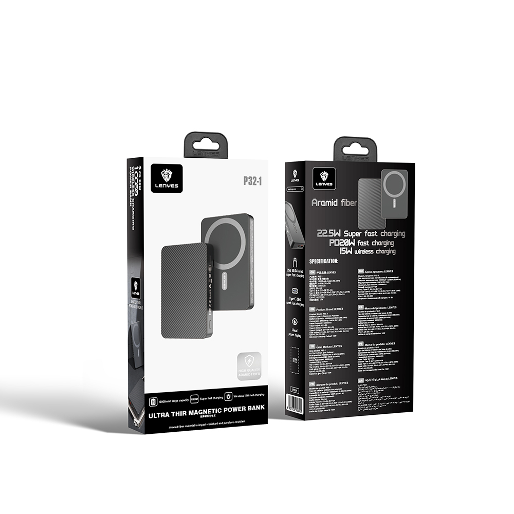 Lenyes P32-1 M-safe Charging Feature Aramid Fiber Powerbank 15W 10000mAh - 8