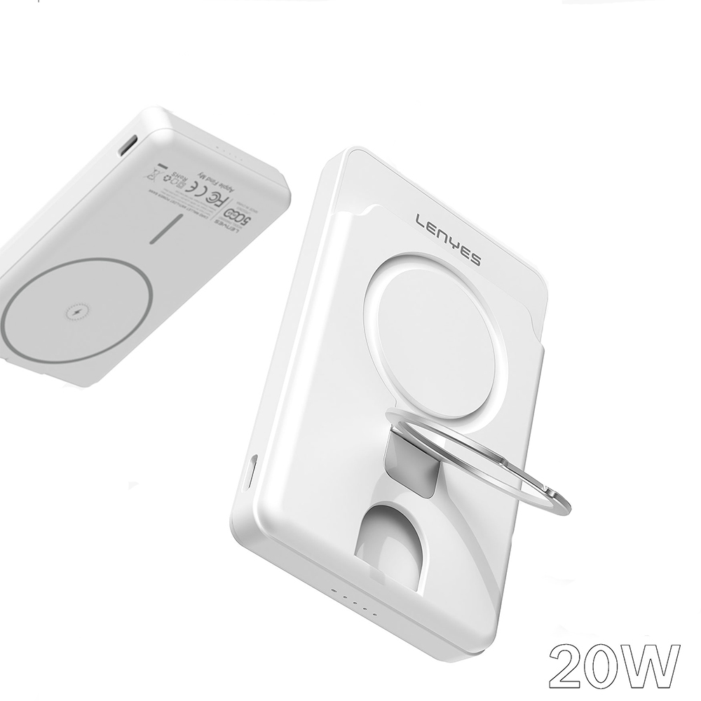 Lenyes PW0006D PD 20W Hızlı Şarj Özellikli Kartlıklı Standlı Wireless Powerbank 15W 5000mAh - 3