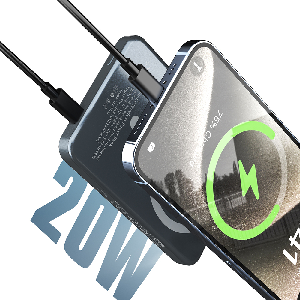 Lenyes PW0007D 20W Digital LED Display Ring Stand Wireless Powerbank 15W 5000mAh - 3