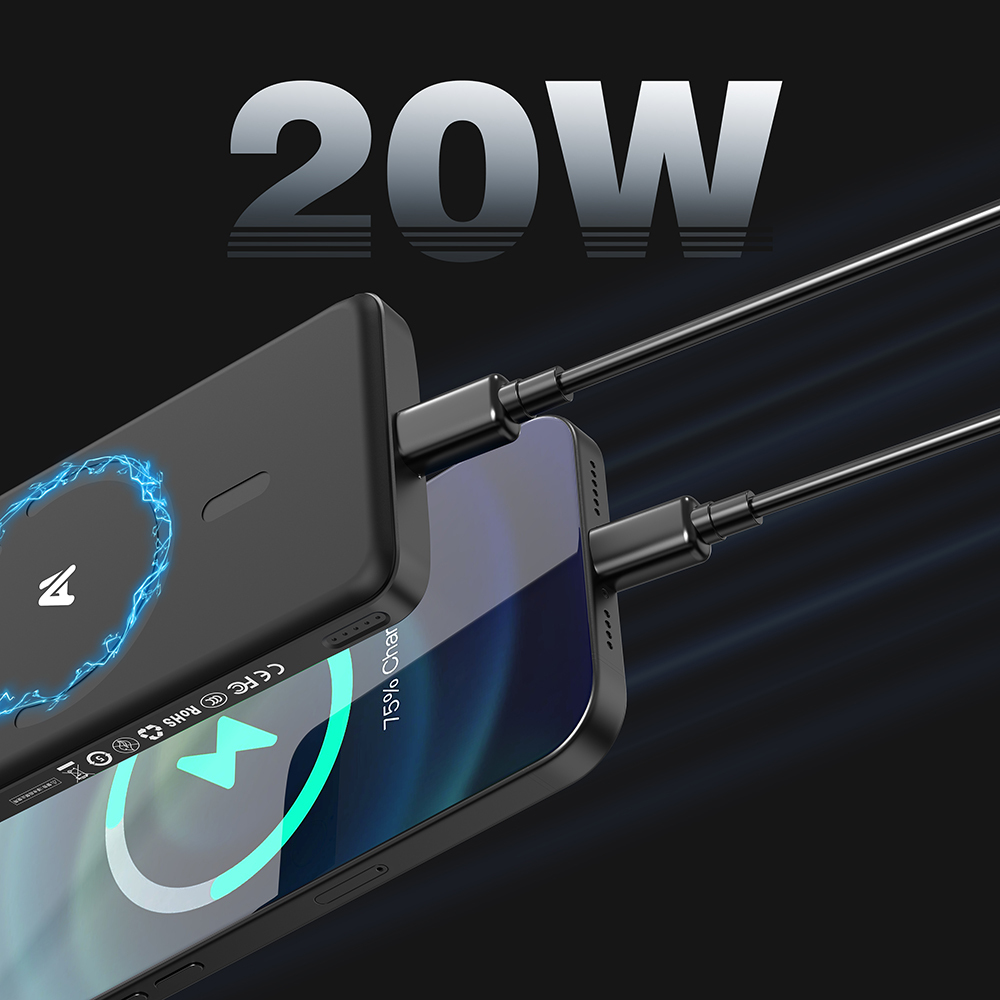 Lenyes PW0008D PD 20W LED Display Artificial Intelligence Supported Ultra Thin Wireless Powerbank 15W 5000mAh - 6