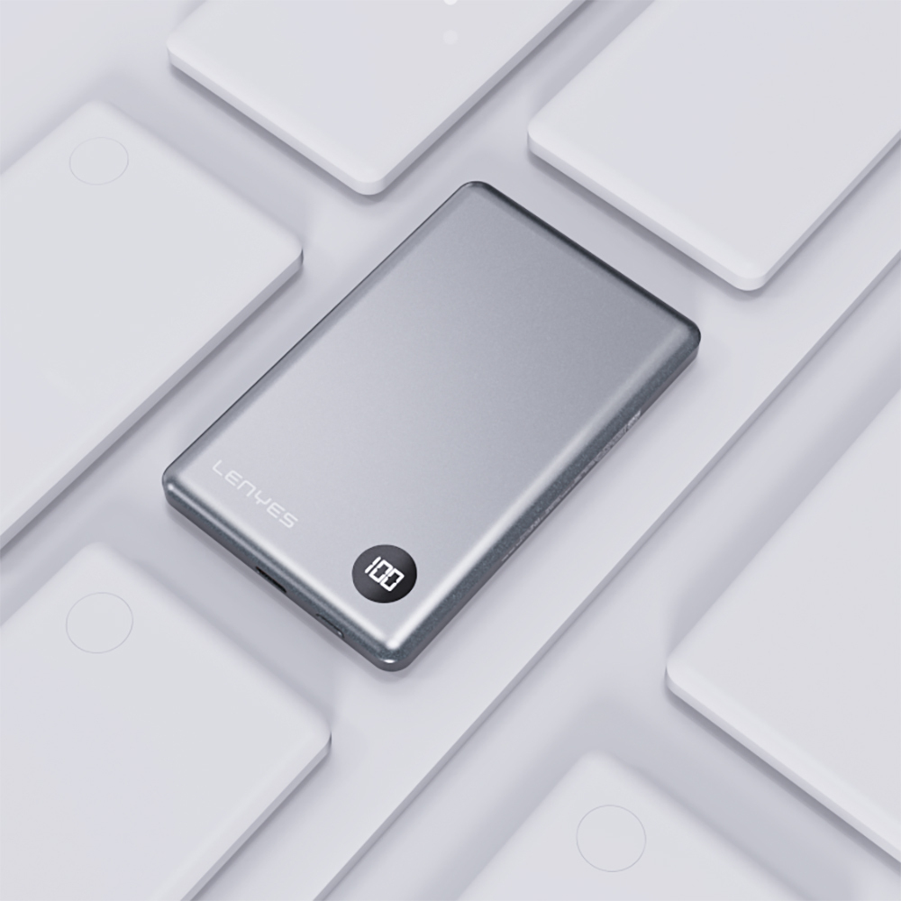 Lenyes PW037D Ultra İnce Dijital LED Ekranlı Wireless Powerbank 5000mAh - 8