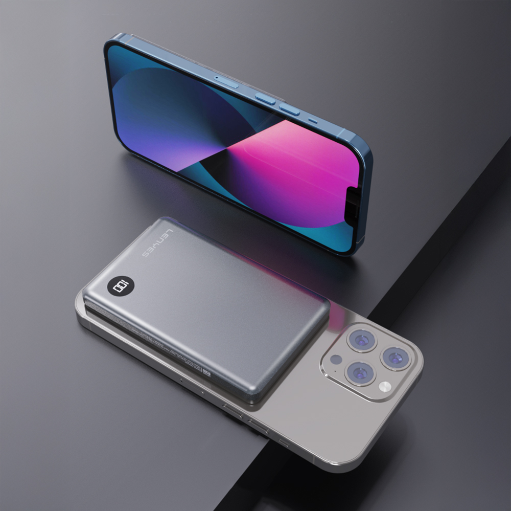 Lenyes PW037D Ultra İnce Dijital LED Ekranlı Wireless Powerbank 5000mAh - 9