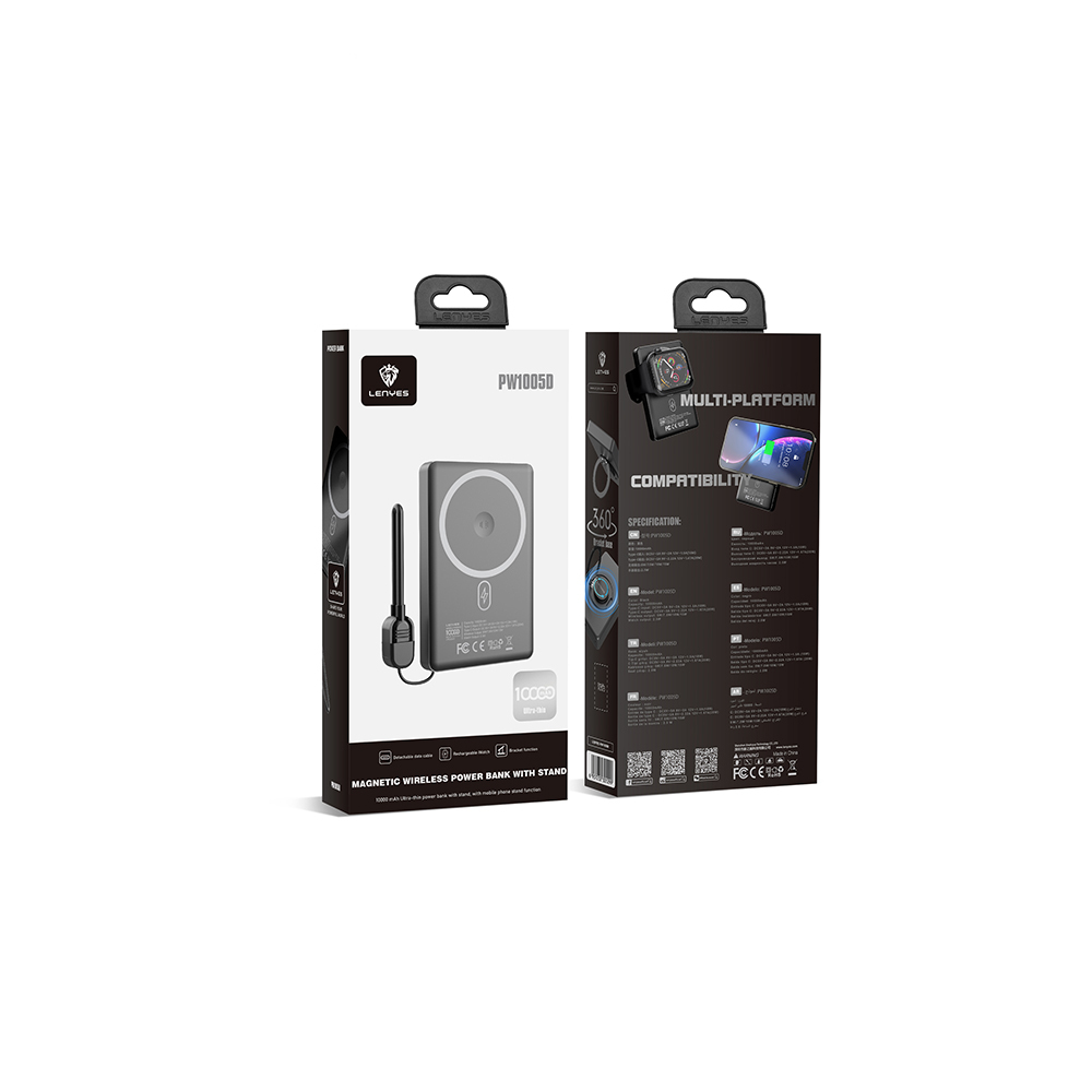 Lenyes PW1005D Standlı Akıllı Saat Kablosuz Şarj Özellikli Wireless Powerbank 20W 10000mAh - 8
