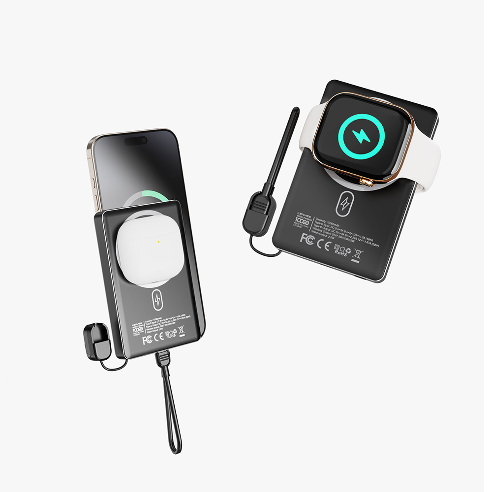 Lenyes PW1005D Standlı Akıllı Saat Kablosuz Şarj Özellikli Wireless Powerbank 20W 10000mAh - 4