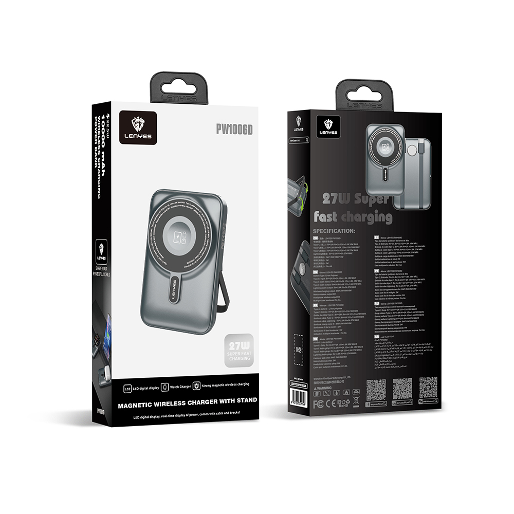 Lenyes PW1006D Dijital LED Ekranlı Standlı Wireless Powerbank 15W 10000mAh - 11