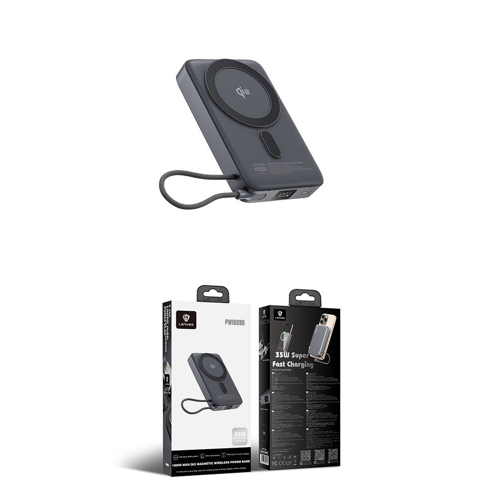 Lenyes PW1009D PD 35W Qi2 Technology Type-C Wired Stand Wireless Powerbank 15W 10000mAh - 11